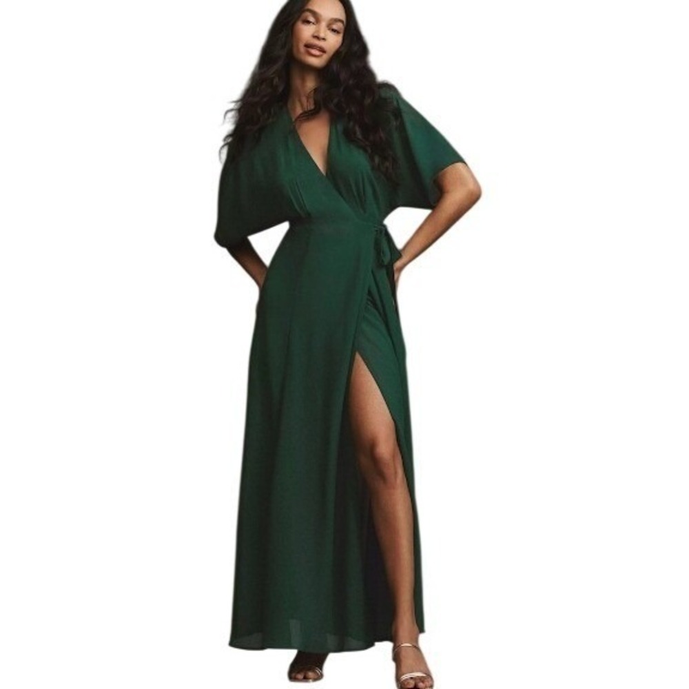 Reformation Winslow Dress Emerald Green Wrap Maxi Dress XS NEW Wedding guest